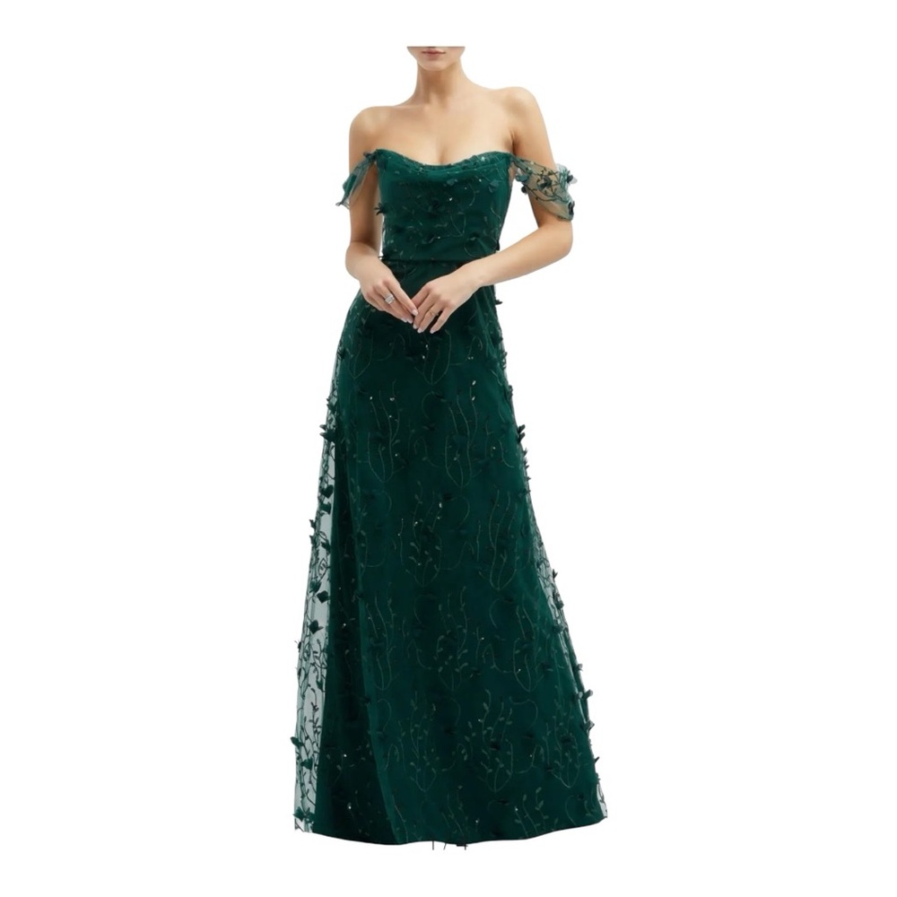 Dessy Collection Strapless Dark Green Gown